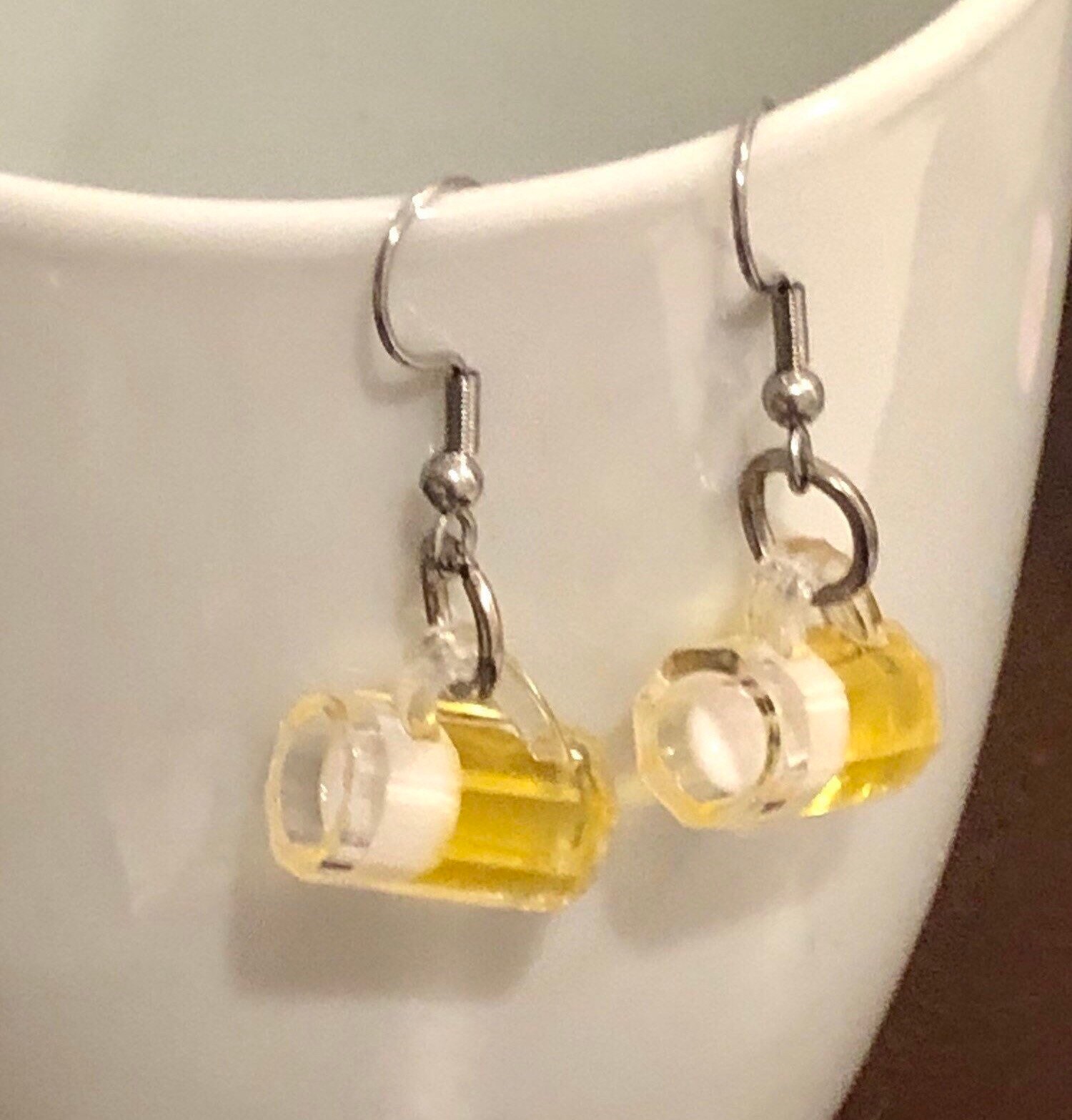 Beer Mug Earrings Beer Earrings Beerings Alcohol earrings Etsy