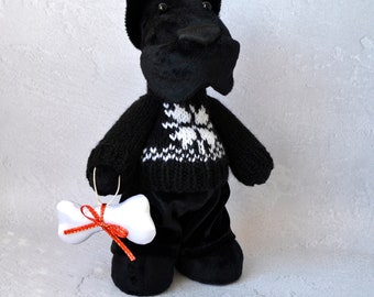 Black dog Riesenschnauzer  Stuffed interior toy