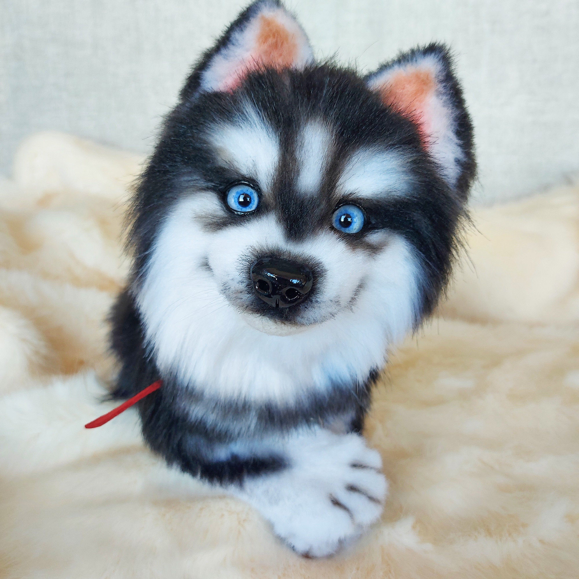 Husky Puppy Toy Blue Eyes Realistic Dog Etsy