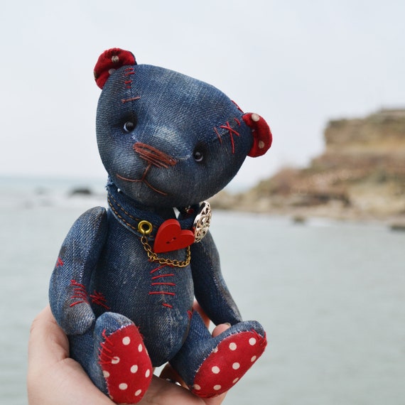 denim teddy bear
