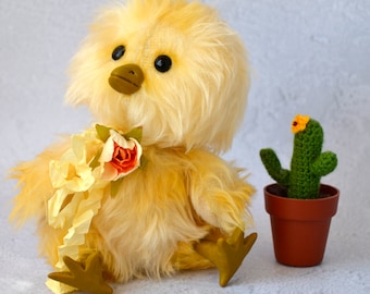 Сute yellow teddy chicken toy