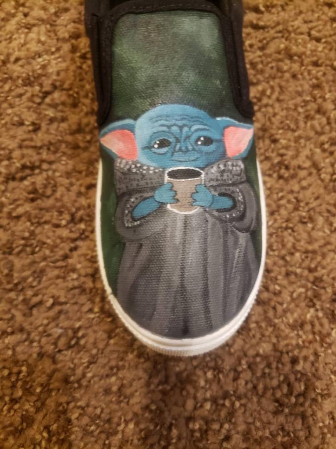 Grogu Baby Yoda Hand Painted Vans Slip On Canvas Shoes Etsy