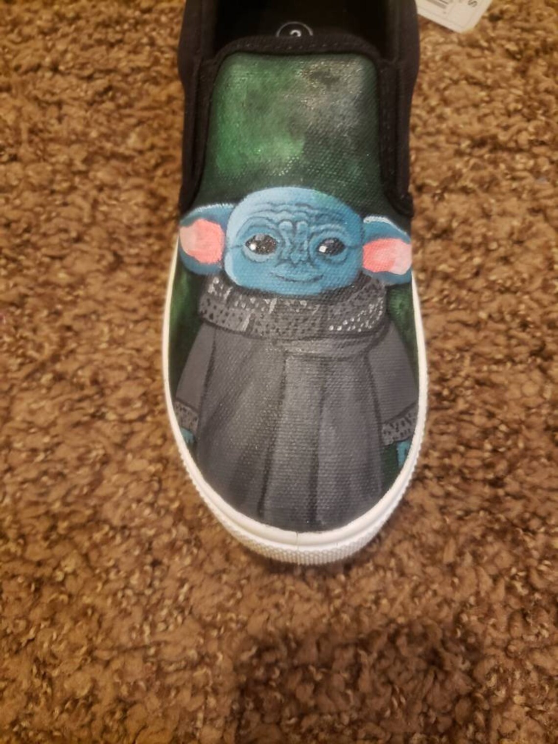 Grogu Baby Yoda Hand Painted Vans Slip On Canvas Shoes Etsy