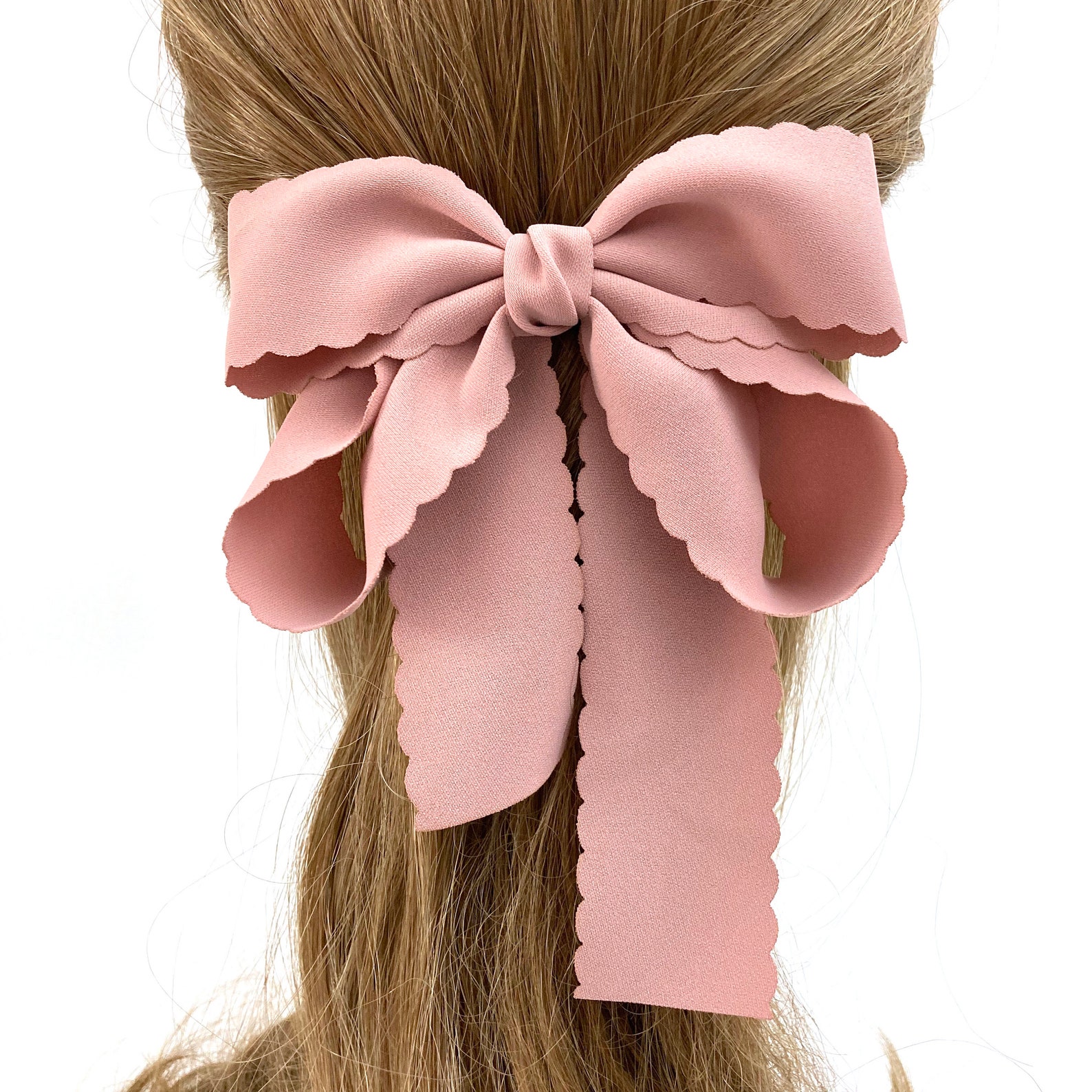 Solid color hair bow french barrette for women Chiffon Etsy