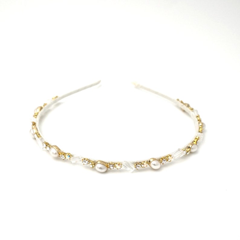 Pearl rhinestone beads embellished headband thin headband Etsy
