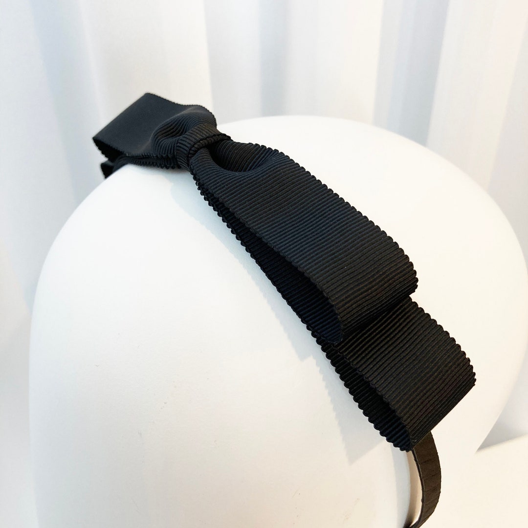 Black Bow Grosgrain Ribbon Classic Thin Headband for Women Etsy