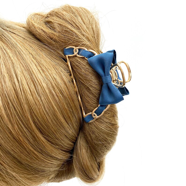 Gold metal hair claw clip with cute bow Large hair claw clip Etsy