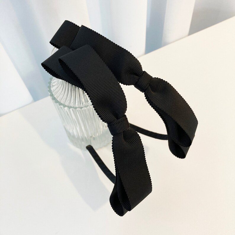 Black Bow Grosgrain Ribbon Classic Thin Headband for Women Etsy