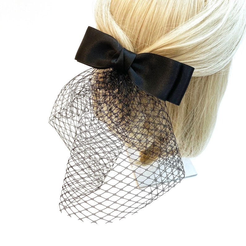 Black Bow Veil Mesh Hair Clips Hair Accessories High Quality Etsy