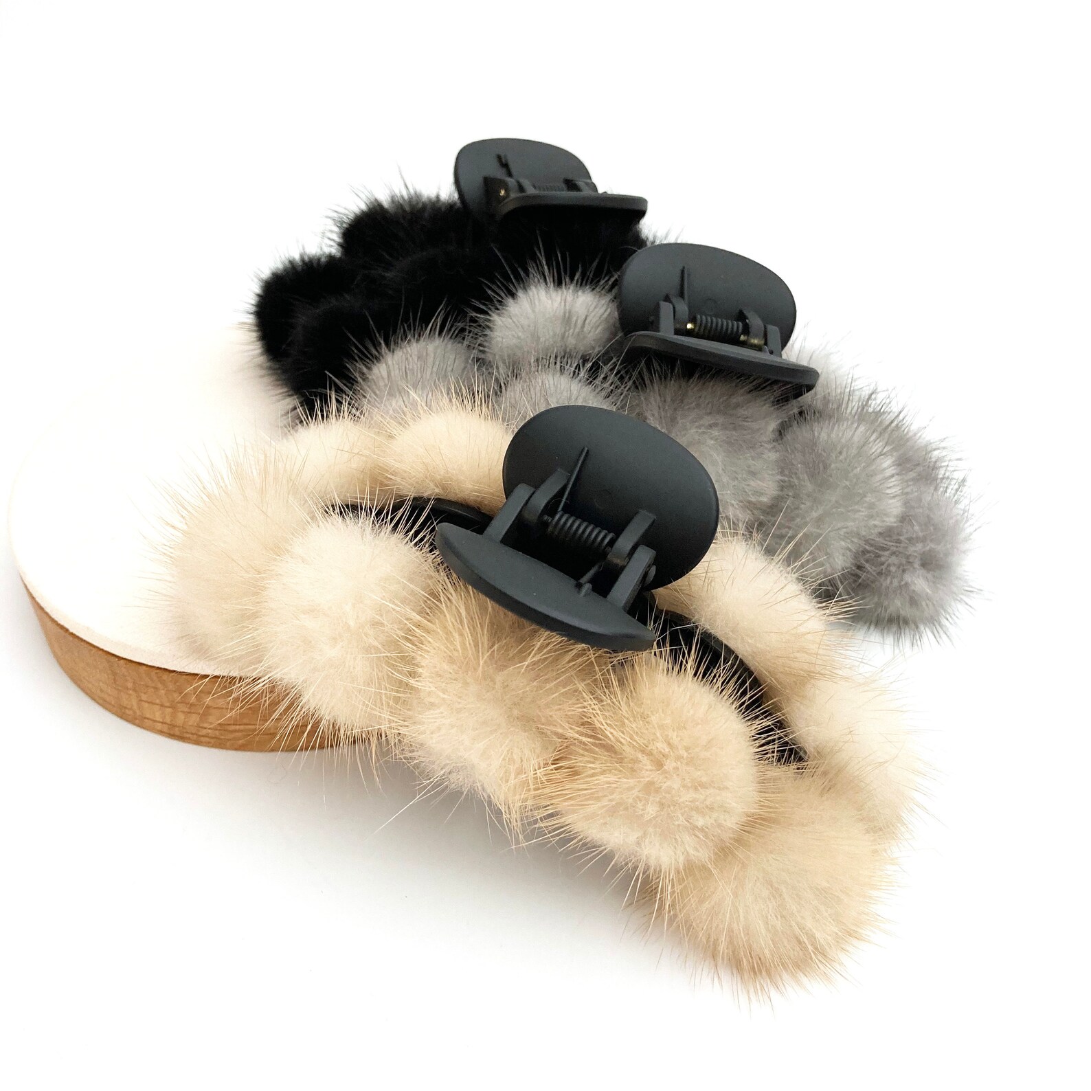 Luxury fur hair claw clip for updo hair Mink fur winter hair Etsy