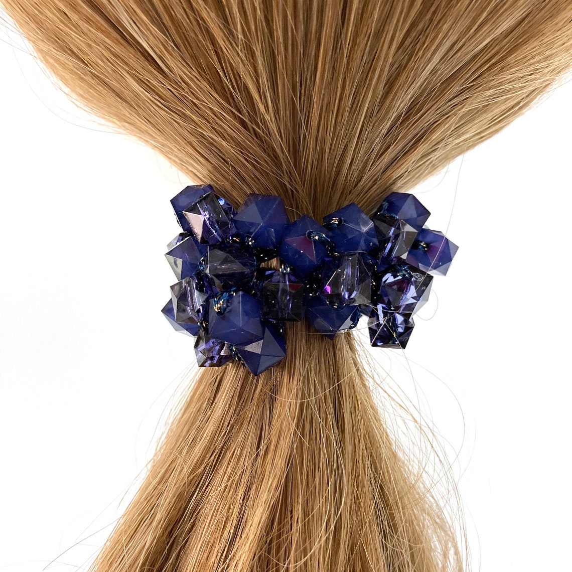 Crystal beads hair elastic Cubical beads hair scrunchie for Etsy