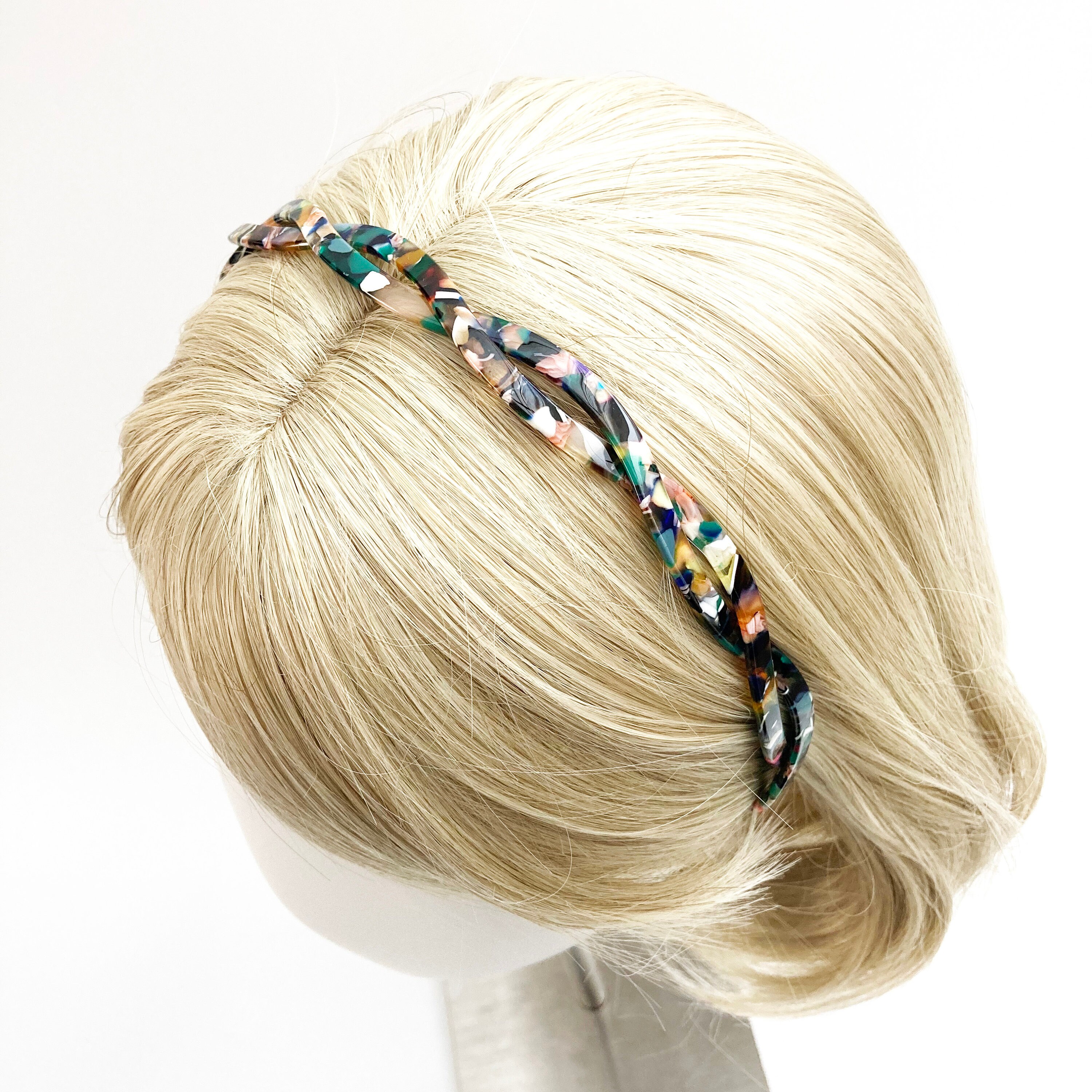 Tortoise marble twisted thin comb headband for women Etsy