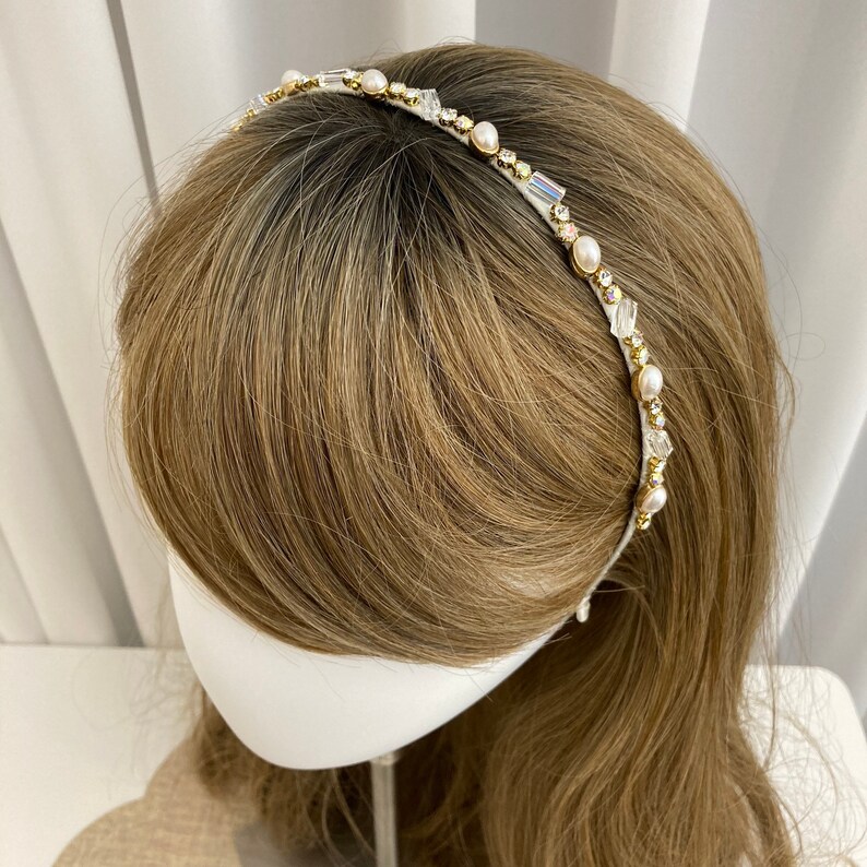 Pearl rhinestone beads embellished headband thin headband Etsy