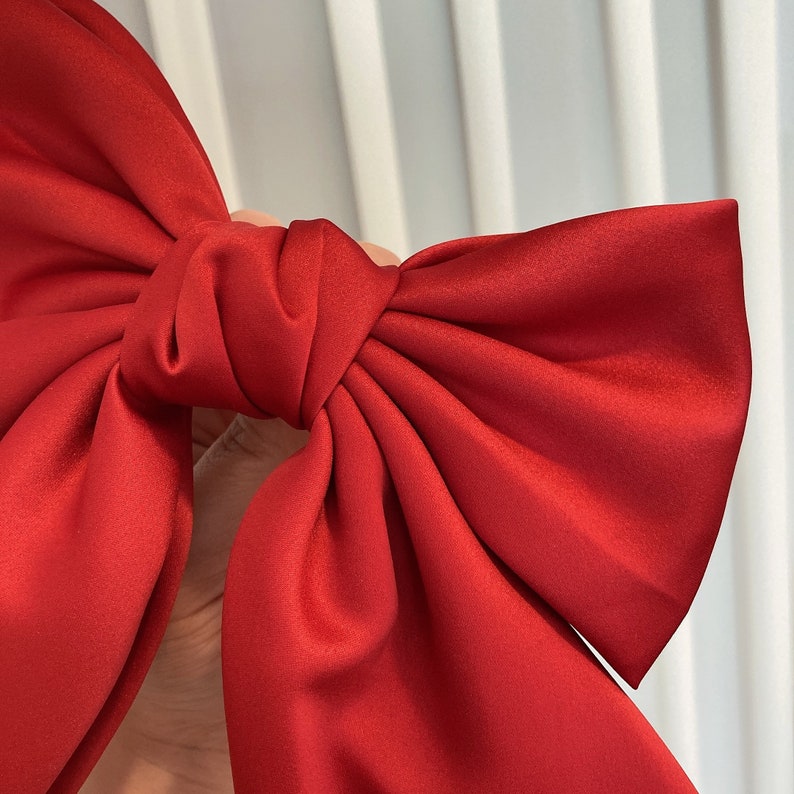 Freeship Event Red Satin Oversize Big Adult Hair Bow For Etsy