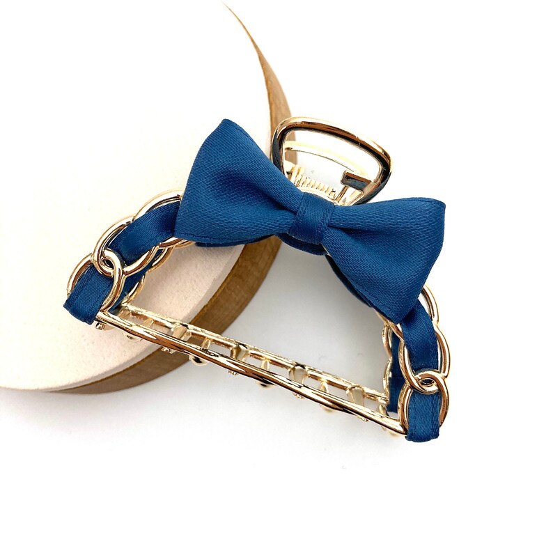 Gold metal hair claw clip with cute bow Large hair claw clip Etsy
