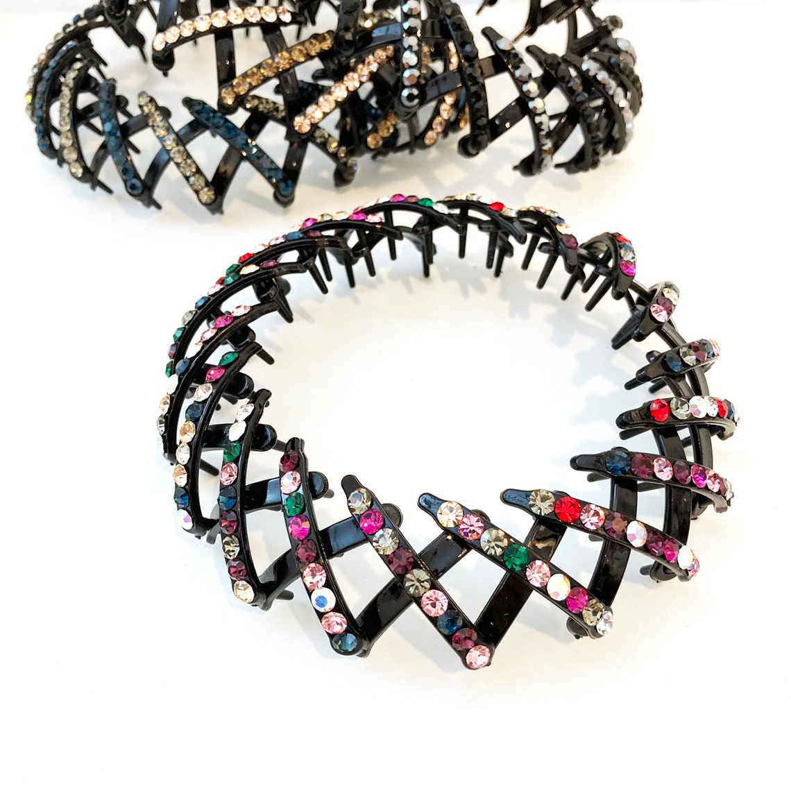 Sparkly rhinestone EXPANDABLE hair bun holder chignon cage Etsy