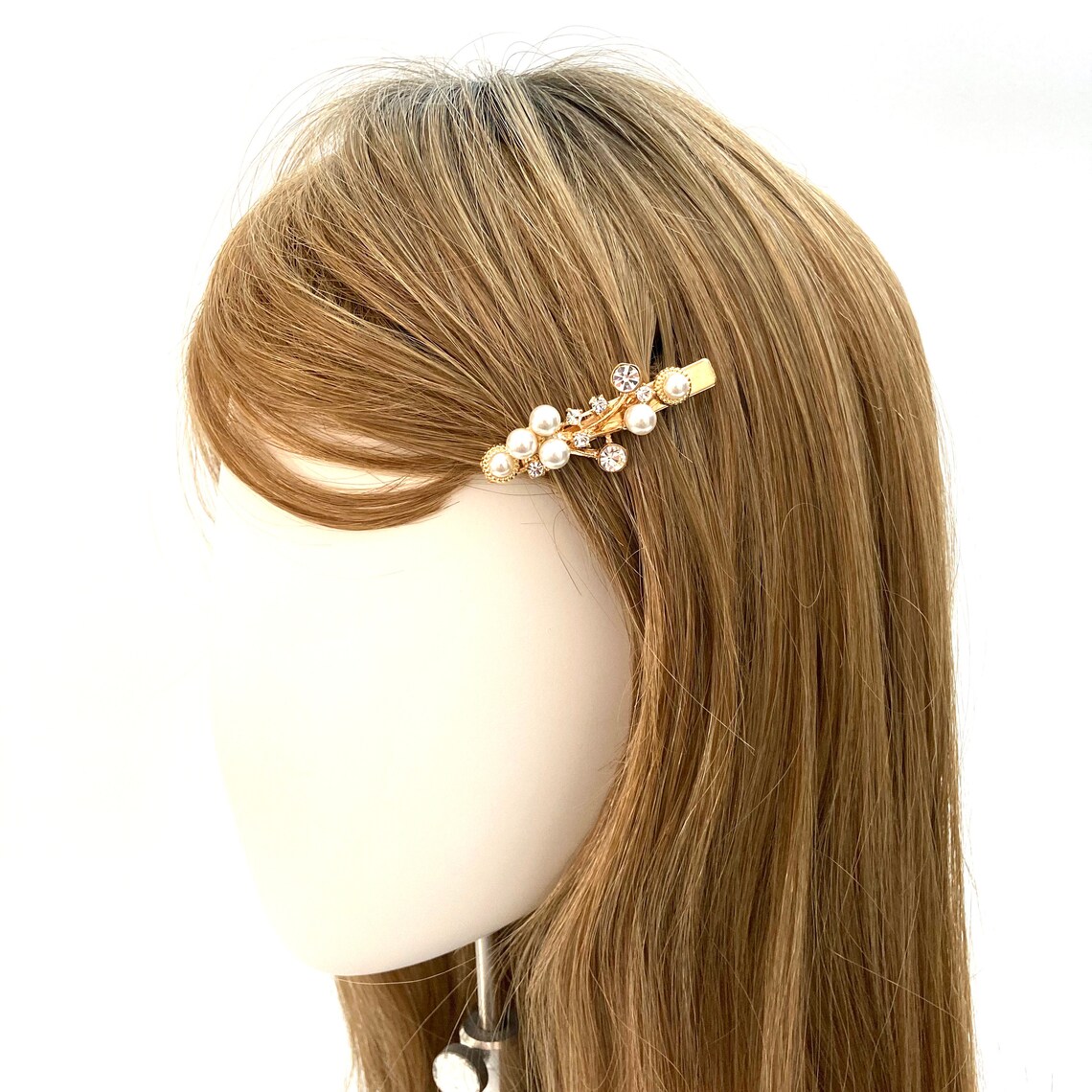 Antique gold pearl hair clips for women pearl and rhinestone Etsy