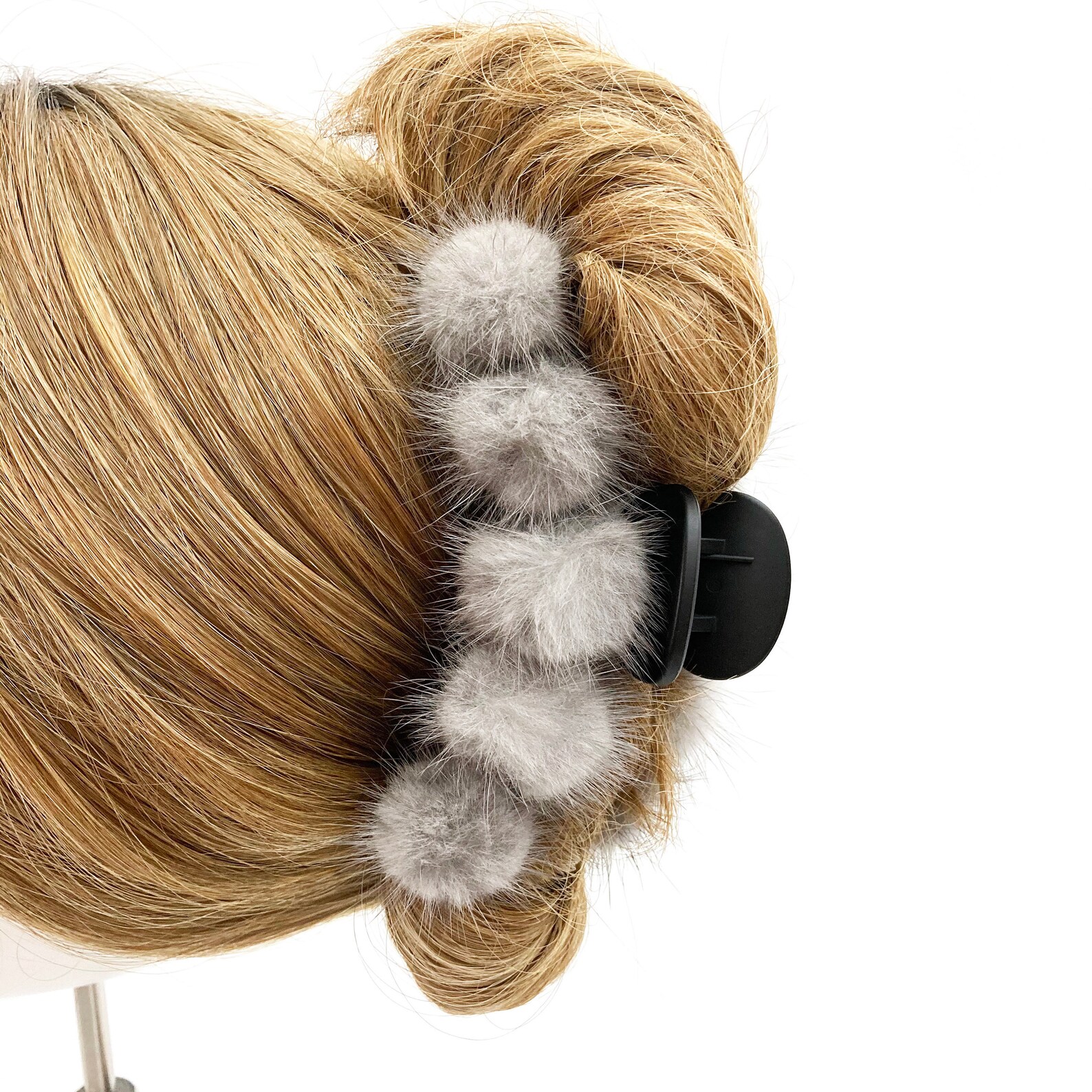 Luxury fur hair claw clip for updo hair Mink fur winter hair Etsy