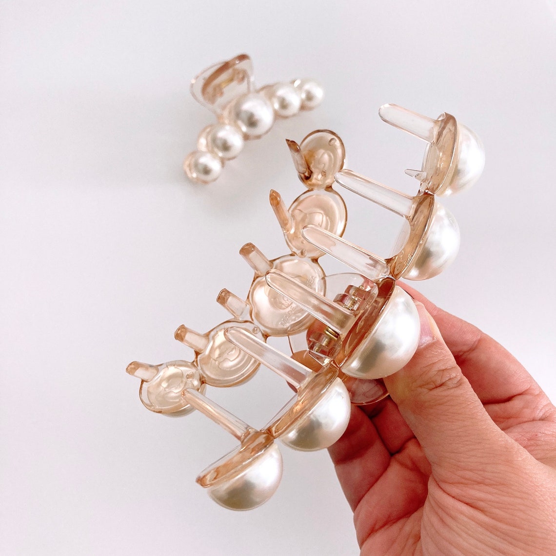 Sleek bold pearl ball decorated hair claw clip for updo hair Etsy