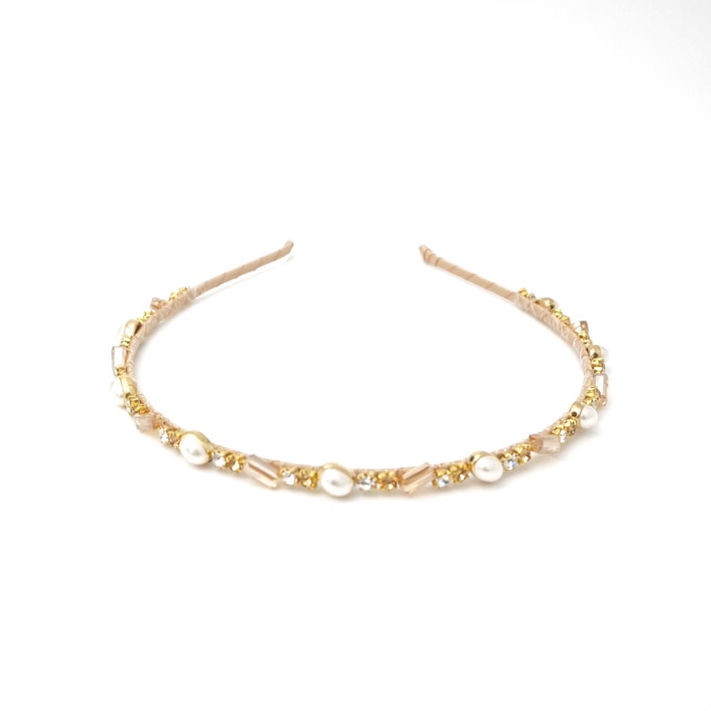 Pearl rhinestone beads embellished headband thin headband Etsy