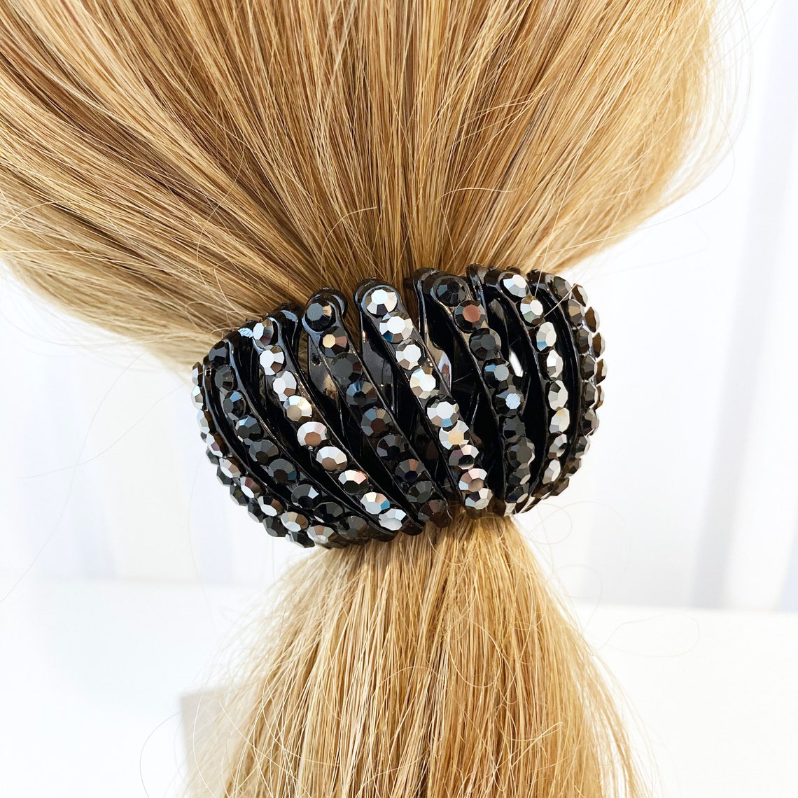 Sparkly rhinestone EXPANDABLE hair bun holder chignon cage Etsy