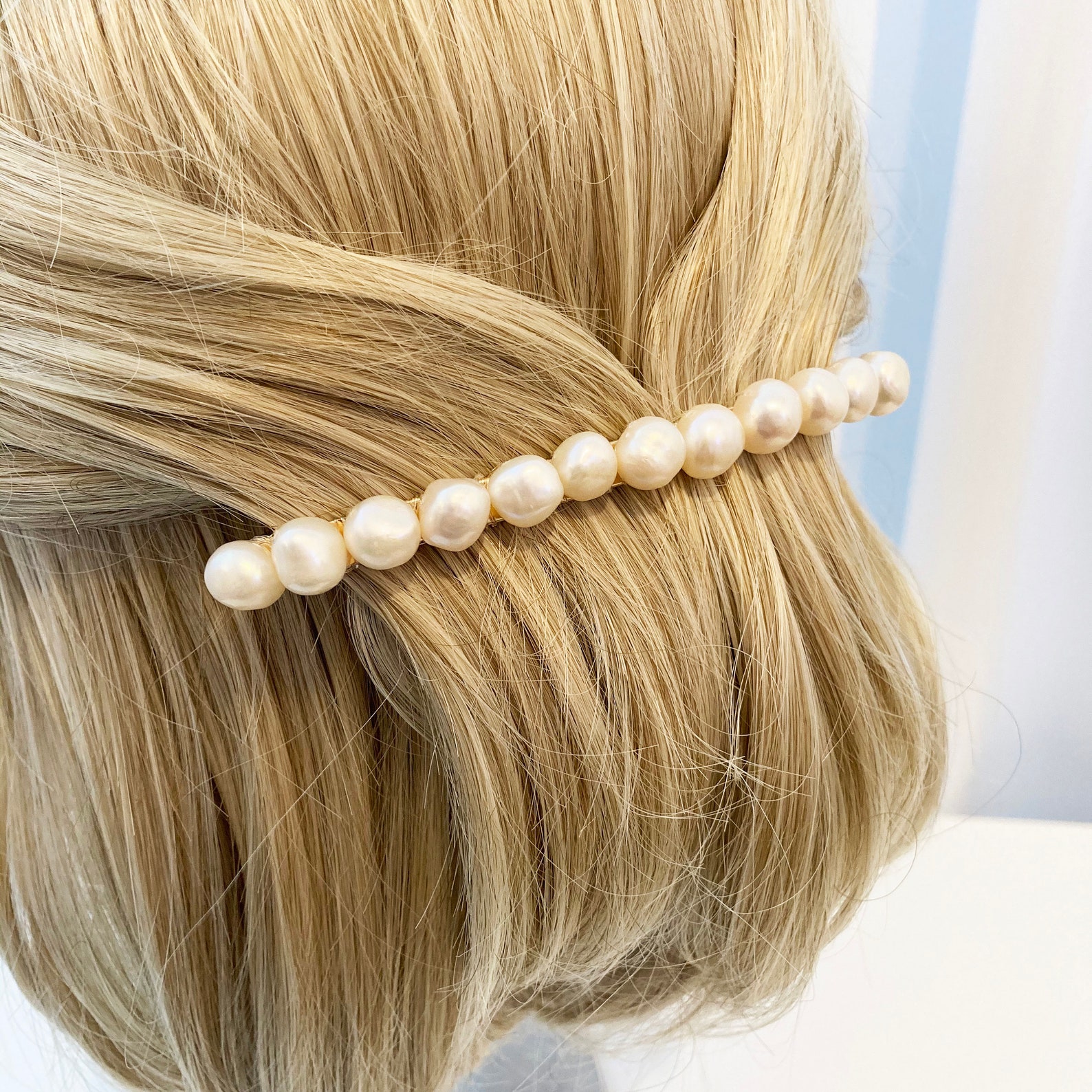 Real Pearl luxury french barrette for thin hair Freshwater Etsy
