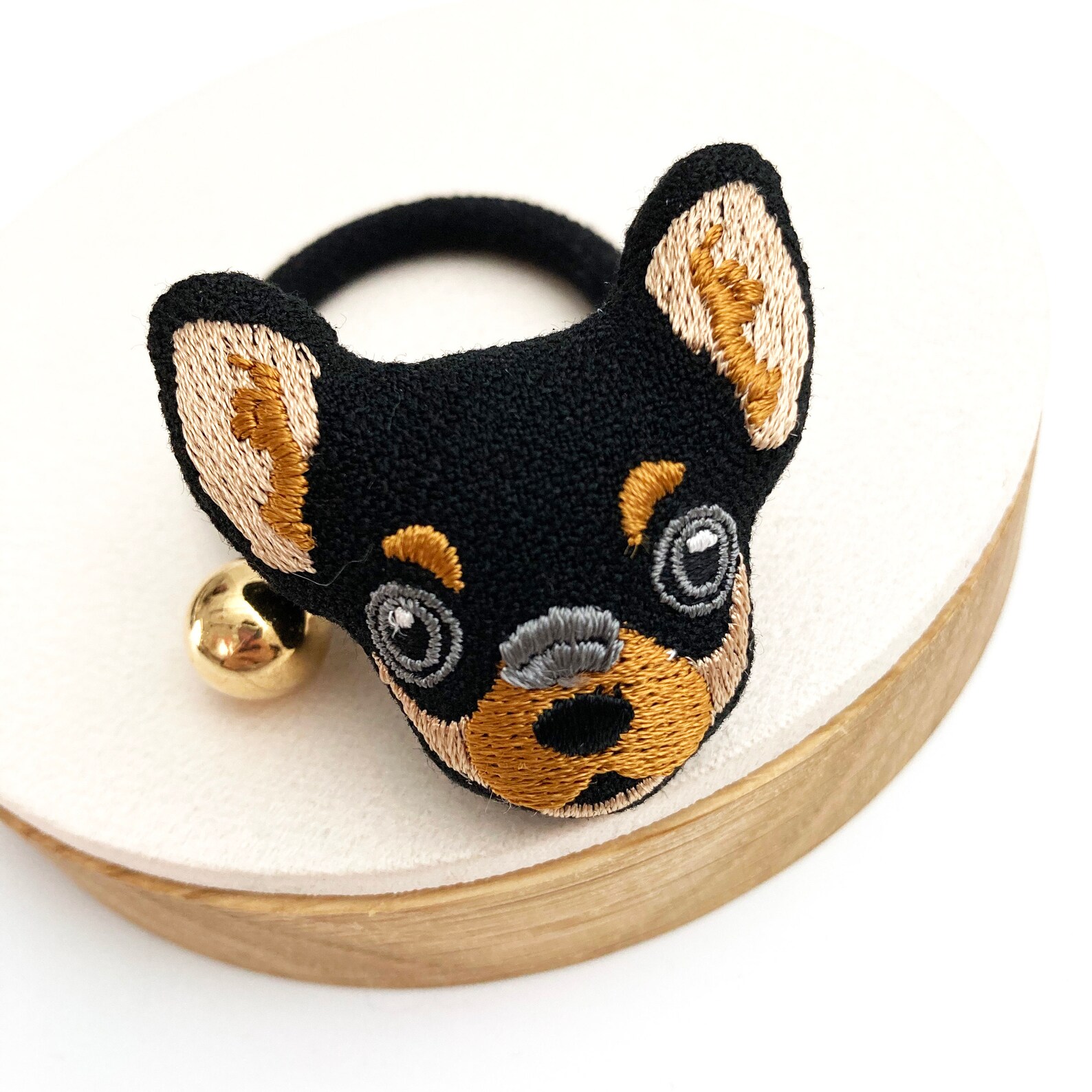Dog hair tie hair elastic ponytail holders Dog embroidery Etsy 日本