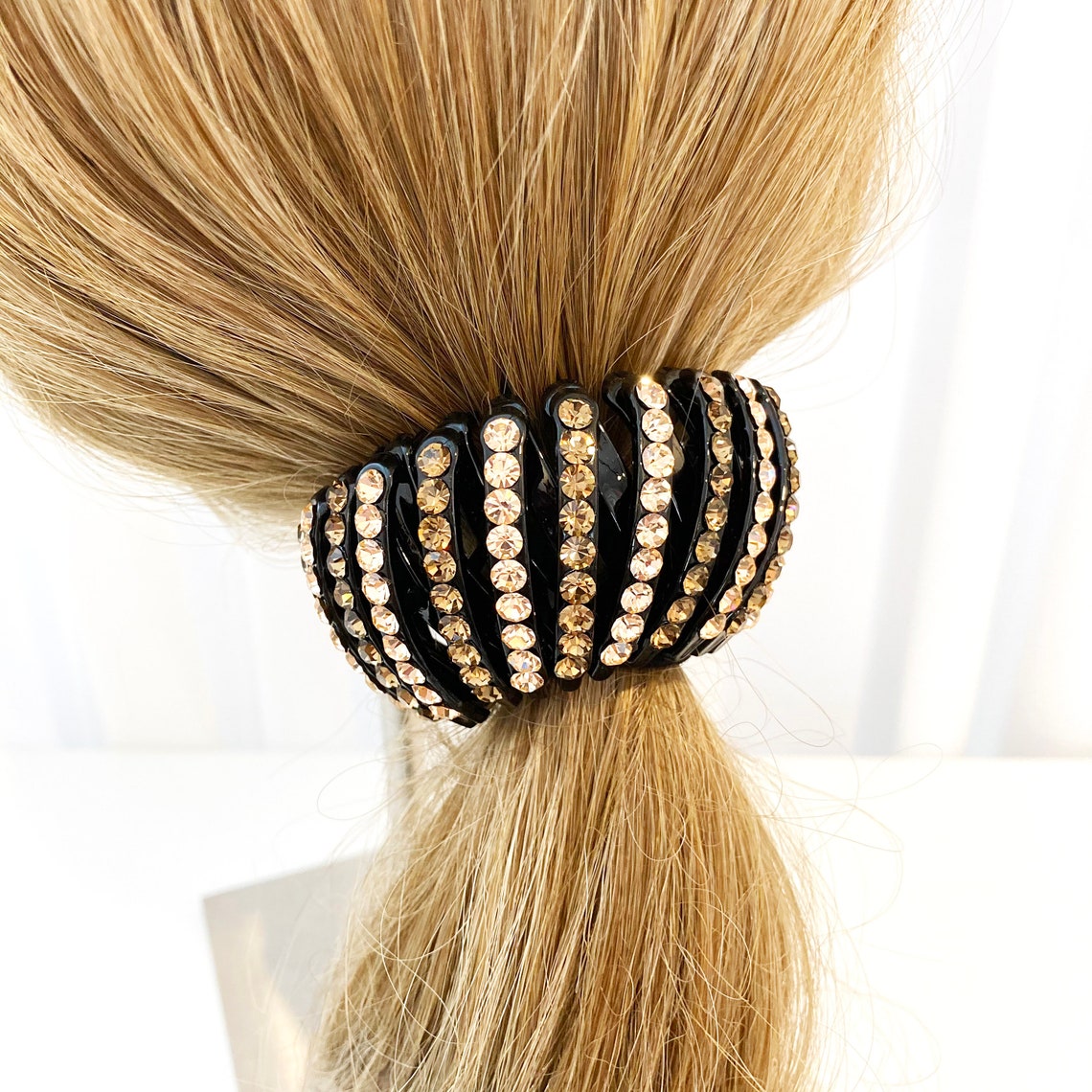 Sparkly rhinestone EXPANDABLE hair bun holder chignon cage Etsy