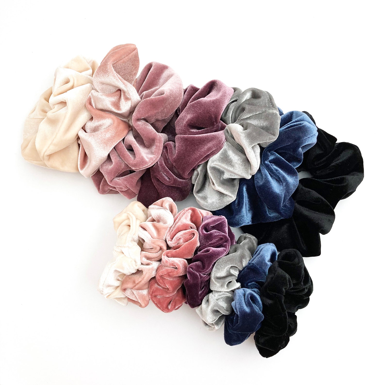 Set of velvet large scrunchies soft and fluffy velvet large | Etsy