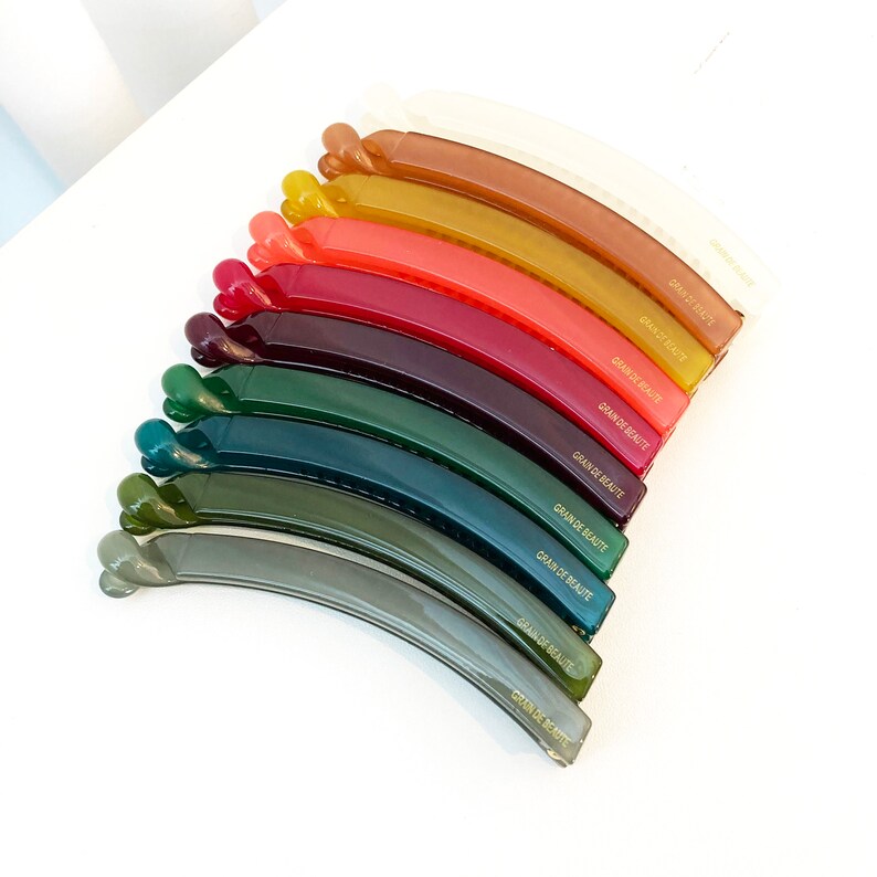 Cellulose marble solid color slim line banana hair claw clip for women Acetate transparent colorful slim hair claw