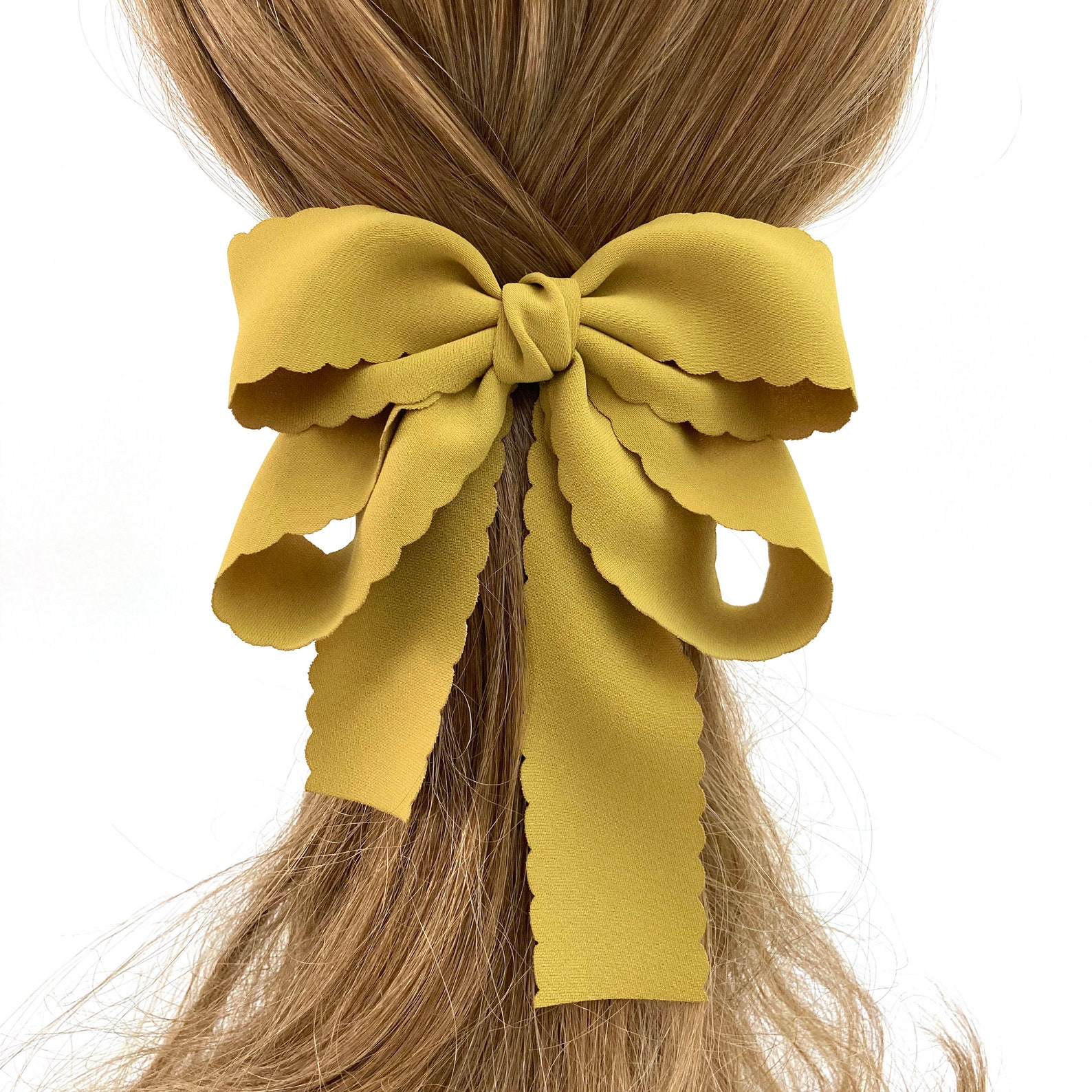 Solid color hair bow french barrette for women Chiffon Etsy