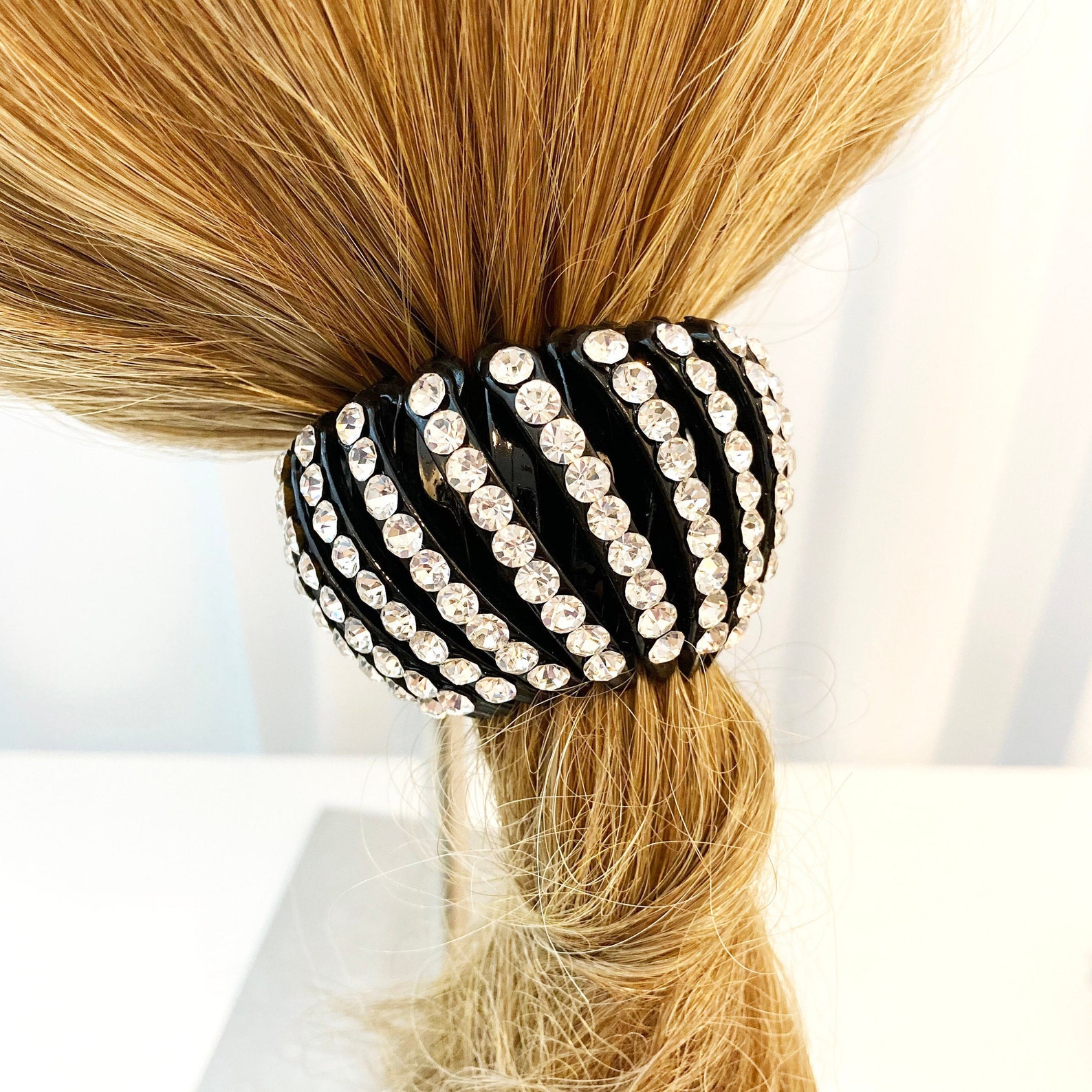 Sparkly rhinestone EXPANDABLE hair bun holder chignon cage Etsy