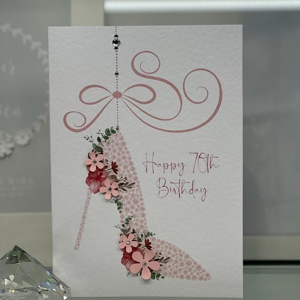 Seventy fifth Birthday Card. Handmade Birthday Card, Luxury Birthday Card, Keepsake Birthday Card, Special Card, 3D Flowers, 75th Birthday