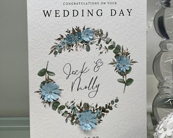 Personalised Wedding Card, Handmade Wedding Card, Luxury Wedding Card, Keepsake Wedding Card, Special Card, 3D Flowers