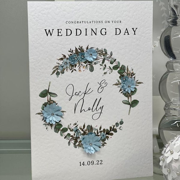 Personalised Wedding Card, Handmade Wedding Card, Luxury Wedding Card, Keepsake Wedding Card, Special Card, 3D Flowers