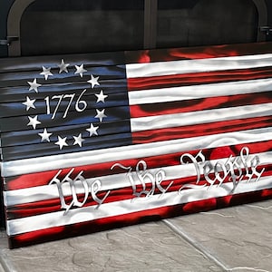 We The People Flag | Betsy Ross Wooden Flag | 1776 Wood Flag | Rustic Wood American Flag | Wood American Flag | Wood We The People Flag