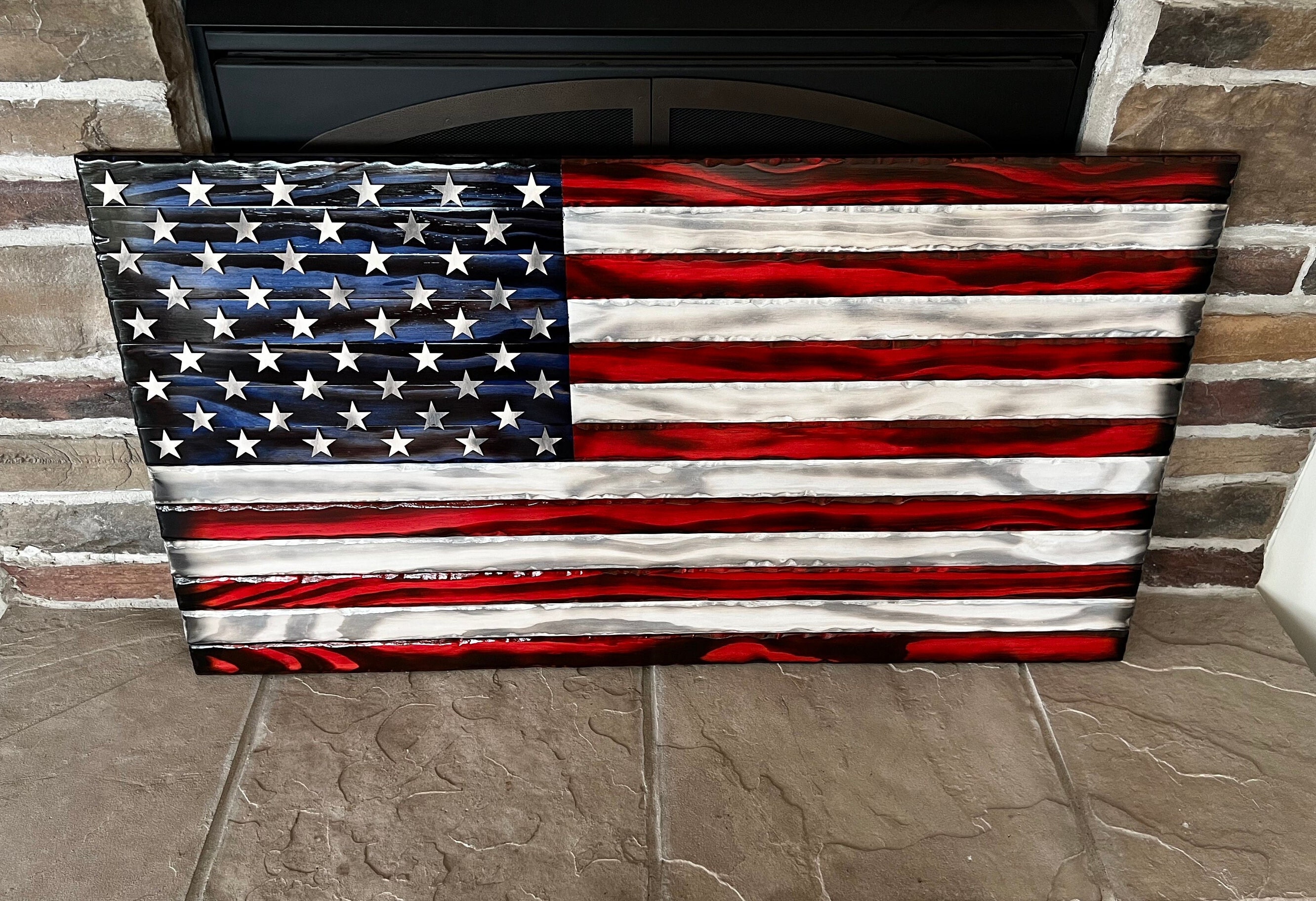 Distressed U.S. Flag | Charred American Flag | Wooden American Flag ...