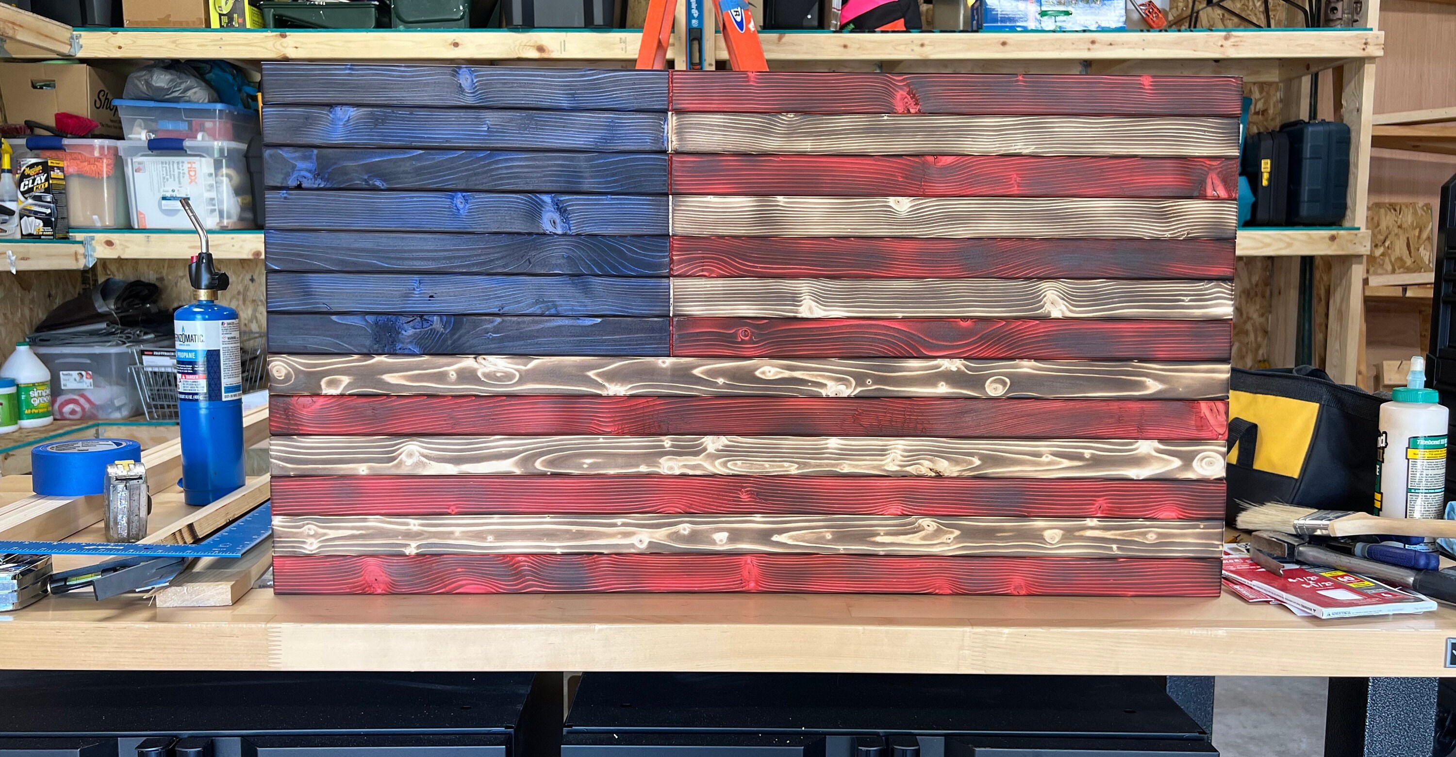 Wooden Rustic American Flag | Rustic American Flag | Charred American ...