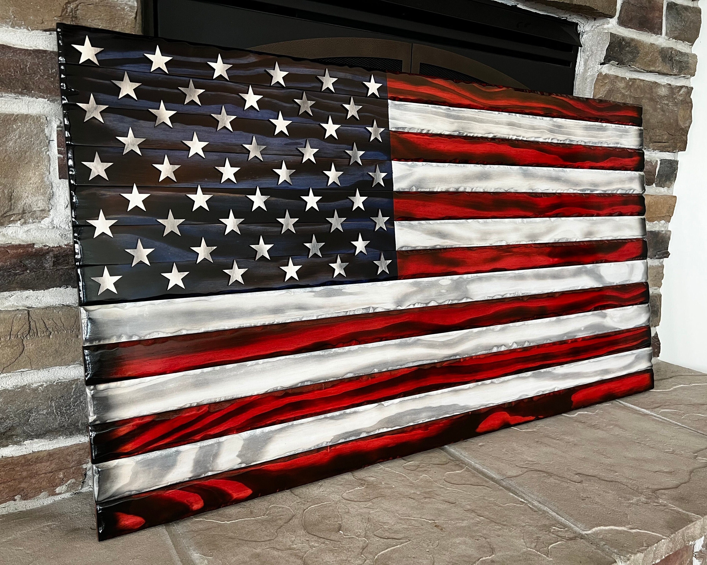 Distressed U.S. Flag | Charred American Flag | Wooden American Flag ...