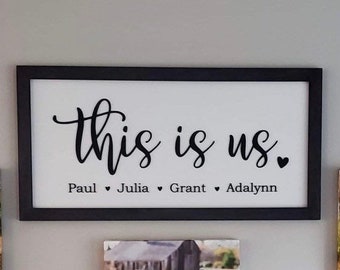 This Is Us Sign | Personalized Name Sign | Living Room Sign | Family Name Sign | Personalized Family Sign | Framed Sign | Wooden Signs