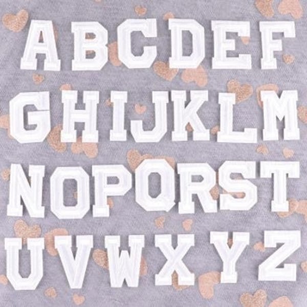White Letter Patches, Alphabet Patches For Decoration, Name Letters Patches , DIY Alphabet Patches, Iron On Patch