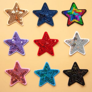 Écusson autocollant étoiles colorées, Écusson à paillettes scintillantes, Écussons pour veste