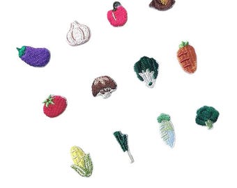 Minigroentelapjes, voedselgeborduurde patches, paddenstoel, maïs, chili, tomatenpatch, doe-het-zelfdecoratie-appliqués
