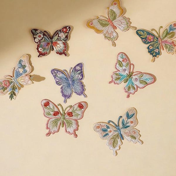 Butterfly Embroidered Patches, Iron On Patch Butterfly, Insect Applique for Jackets