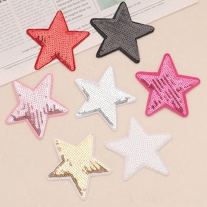 2.9 inch Sequin Star Iron On Patch , Glitter Patches, Applique for Jacket and Pants