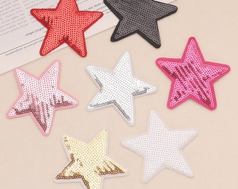 2.9 inch Sequin Star Iron On Patch , Glitter Patches, Applique for Jacket and Pants