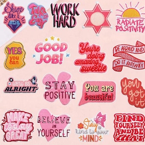 Positive Words Embroidered Patch, Girl Power Iron On Patches, letter Appliques