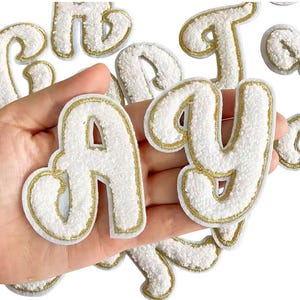 2.7 Inch White Chenille Letters Patch A-Z, Alphabet Patches Iron On, Letter Appliques