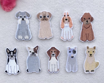 Toppa ricamata a forma di cane, 2 pezzi, applique termoadesiva a forma di cucciolo