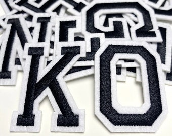 2 inch Black Alphabet Letter Embroidered Patch, Iron On Applique for Sweatshirt